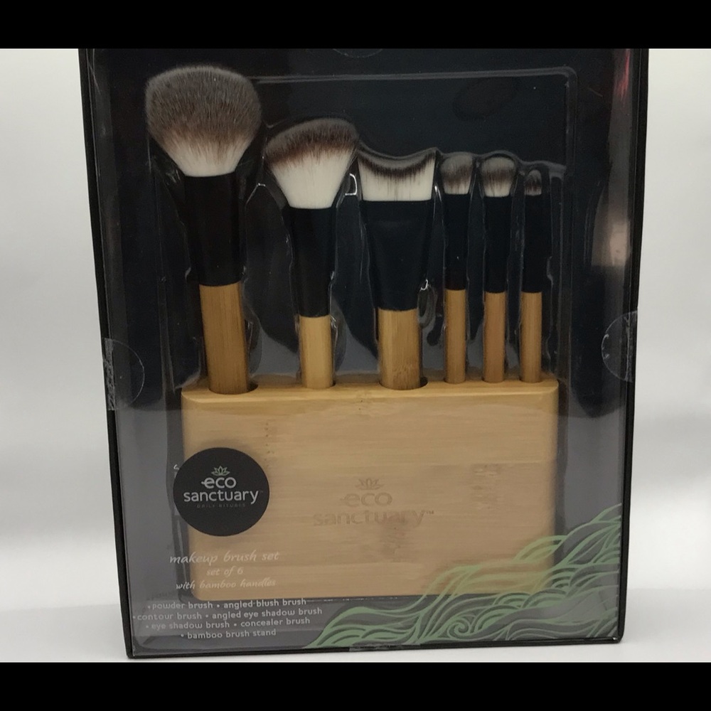 Eco Sanctuary Bamboo Handles and Stand for Brushes. Brand New! Stand is 3x6